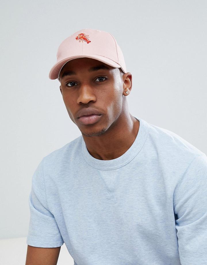 Brave Soul Baseball Cap With Lobster Print - Pink