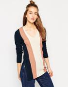 Asos Tunic In Vertical Stripe Rib Knit With Side Splits And Extra Long Sleeves - Multi
