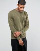 Troy Crew Sweat Sweater With Pocket - Green