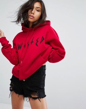 Wasted Paris Oversized Skate Hoodie With Front Logo - Red