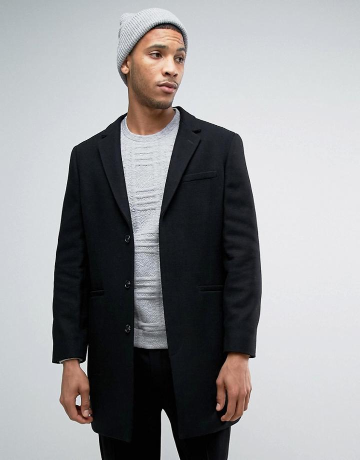 Kiomi Wool Overcoat - Black