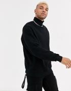 Asos Design Oversized Funnel Neck Sweatshirt In Black