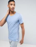 Casual Friday Pocket T-shirt With Curved Hem And Raw Edges - Blue