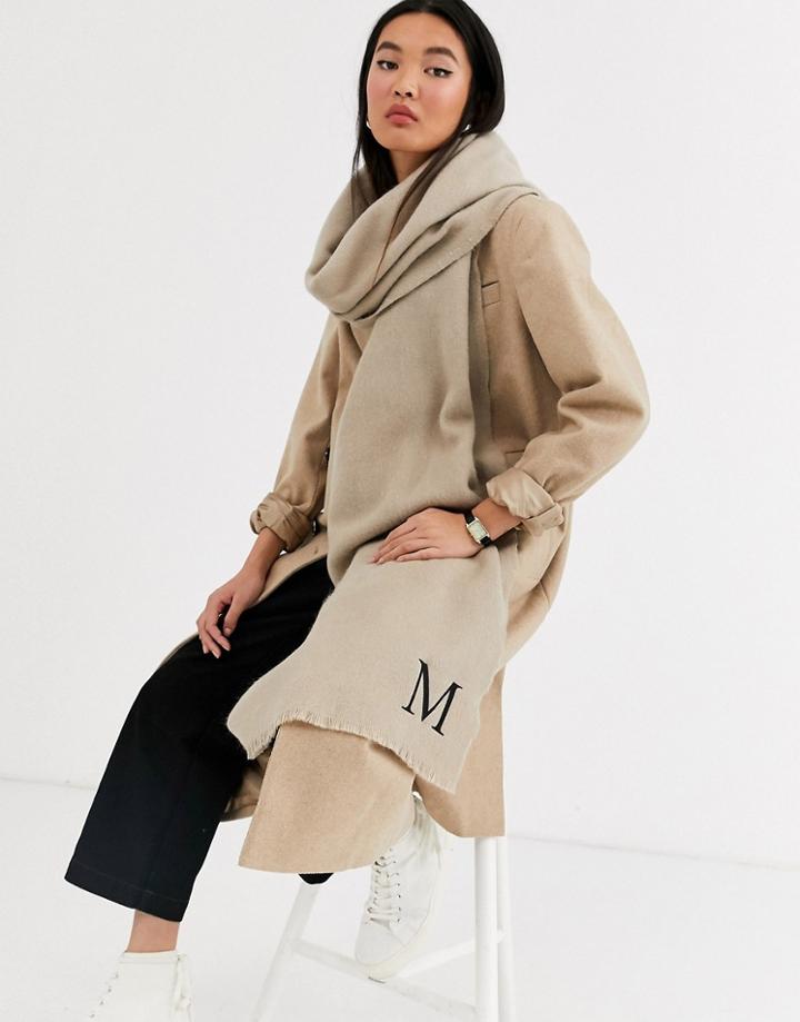 Asos Design Personalized Scarf With M Initial-pink