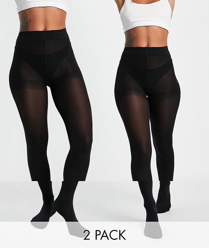 Topshop 80 Denier Tights Two Pack-black