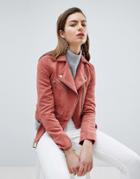 Ivyrevel Suedette Biker Jacket With Gold Details - Pink
