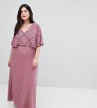Lovedrobe Luxe Flutter Sleeve Embellished Maxi Dress - Pink