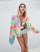 Prettylittlething Multi Colored Shaggy Cardigan - Multi
