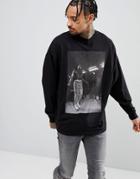 Asos Design Muhammed Ali Oversized Long Sleeve T-shirt - Black