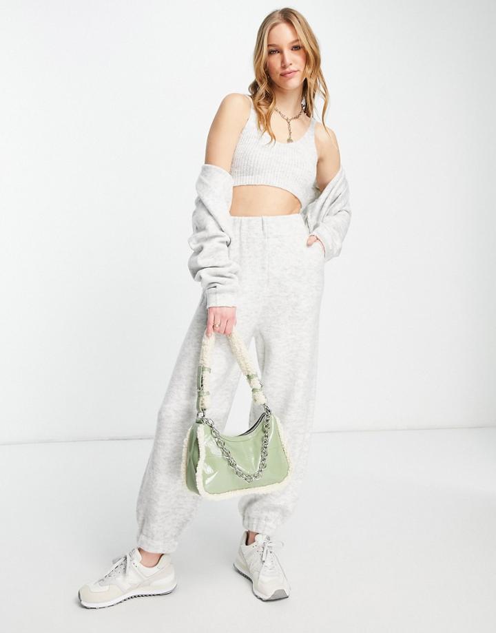 Topshop Knit Super Soft Sweatpants In Gray - Part Of A Set