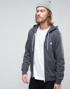 Element Cornell Zipthru Hoodie Small Logo In Charcoal Heather - Gray