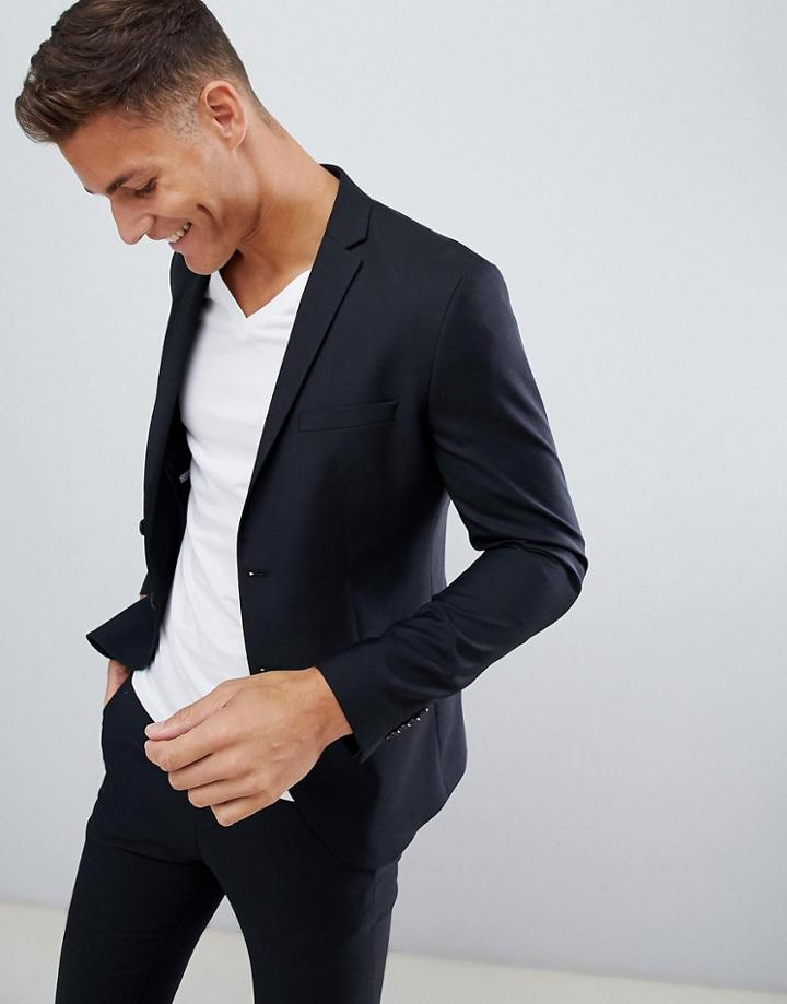 Jack & Jones Premium Suit Jacket In Slim Fit Black - Black