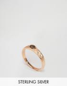 Asos Rose Gold Plated Sterling Silver Etched Stone Ring - Rose Gold