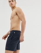 Original Penguin Icon Logo Star Print Swim Shorts In Navy - Navy