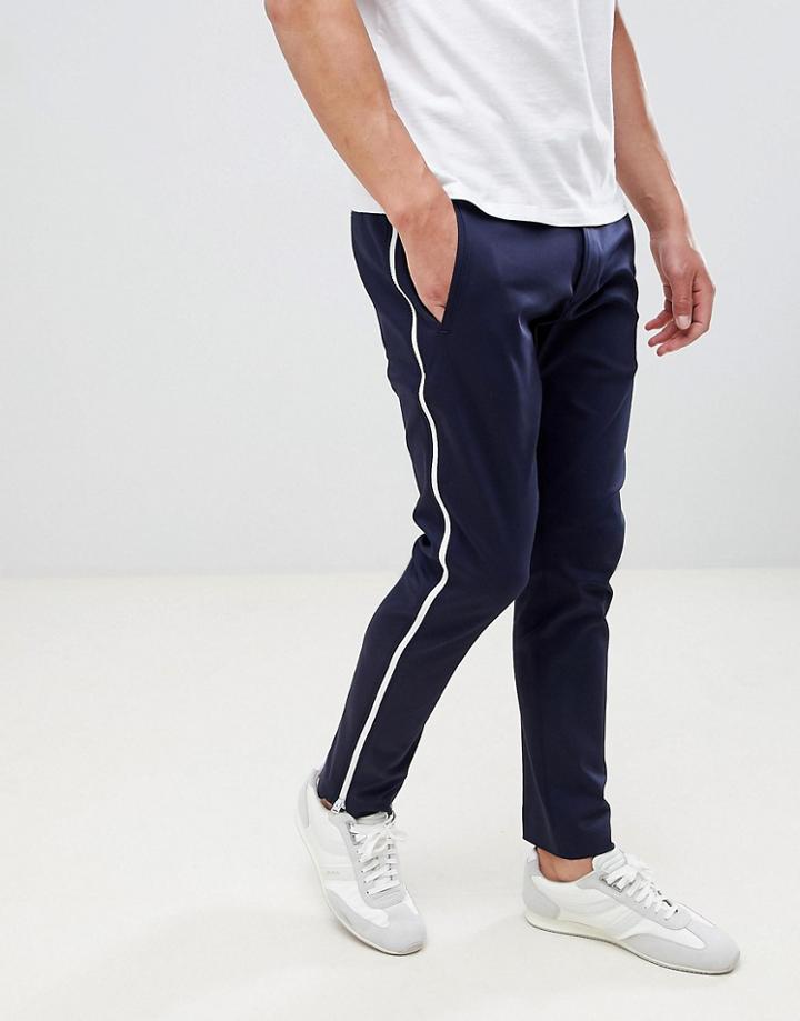 Hugo Franz Side Zip Slim Fit Pants In Navy - Navy