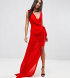 Lioness Wrap Front Maxi Dress - Red
