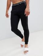 Nicce Lounge Cuffed Joggers In Black With Waistband - Black