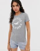 Hollister T-shirt With Classic Logo In Stripe - Gray