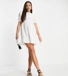 Influence Tall Frilled Smock Mini Dress In White