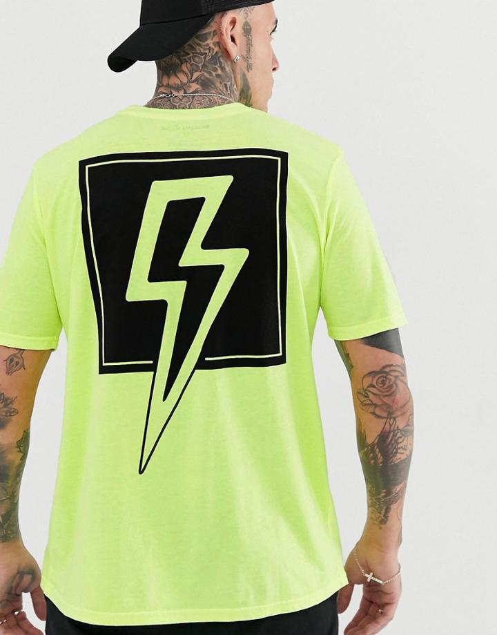 Bolongaro Trevor Neon Lightening Back Print T-shirt - Yellow