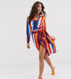 Never Fully Dressed Contrast Stripe Wrap Midi Skirt In Multi - Multi