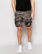 Selected Homme Camo Cargo Shorts - Khaki