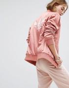 Adidas Originals Logo Back Bomber Jacket In Dusky Pink - Pink