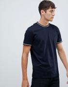 Fred Perry Twin Tipped T-shirt In Dark Navy - Navy