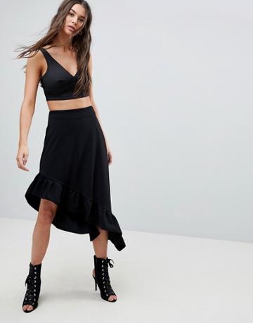 Lasula Frill Midi Skirt - Black