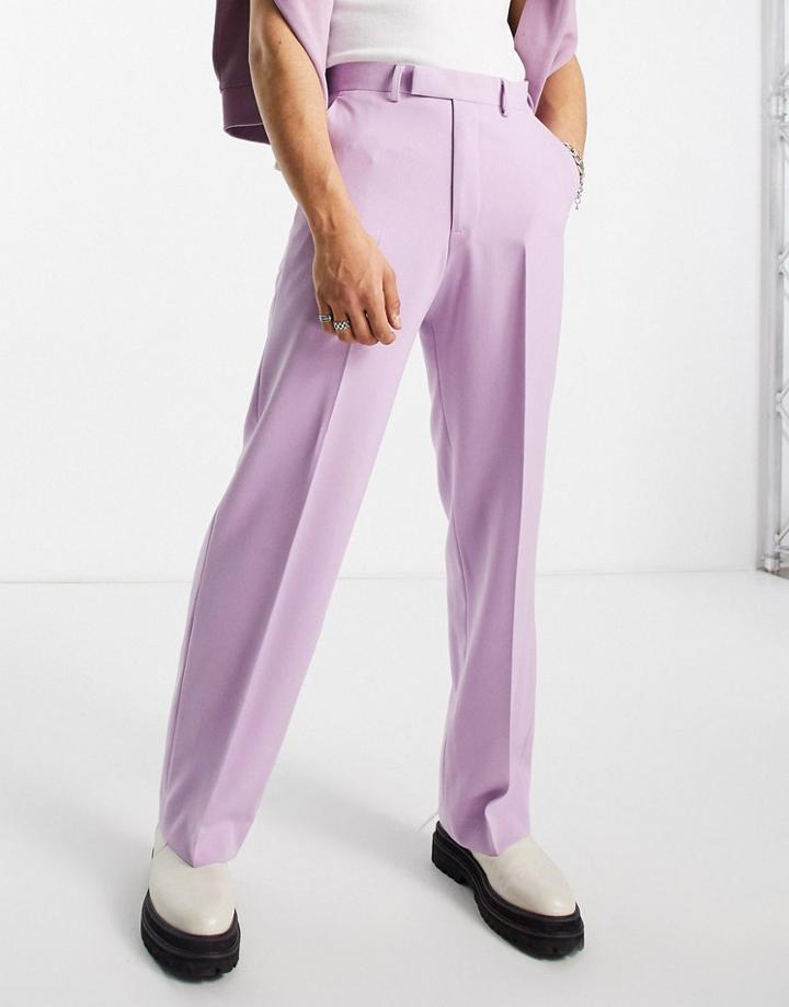 Asos Design Wide Smart Pants In Bright Lilac-purple