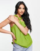 Vero Moda Aware Twist Front Sleeveless Top In Green