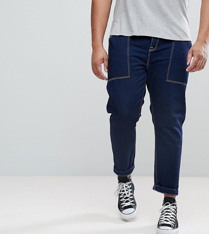 Asos Plus Tapered Jeans In Cotton-blue