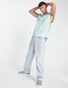 Topman Oversized Fit Tank With Overdye In Sage-green