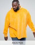 Asos Plus Extreme Oversized Hoodie In Velour - Yellow