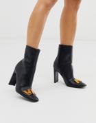 Asos Design Ellis Metal Trim Ankle Boots In Black - Black