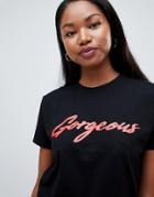 Asos Design T-shirt With Gorgeous Print In Black