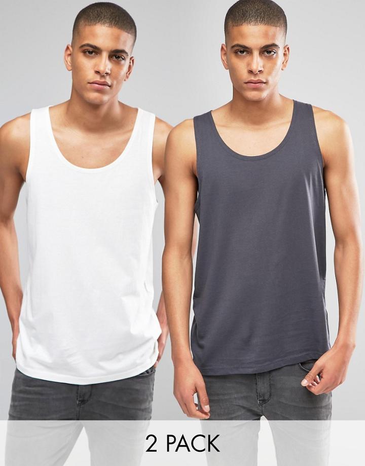 Asos Tank In Skater Fit 2 Pack Save 17%