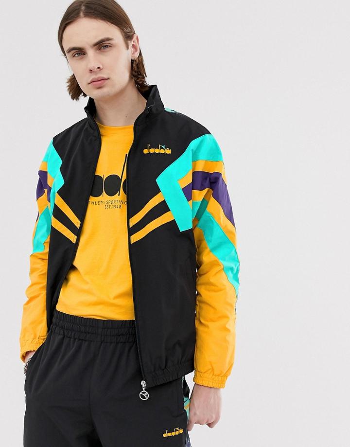 Diadora Retro Track Jacket Mvb In Black - Black