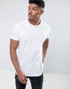 Brave Soul Longline T-shirt With Side Zips - White