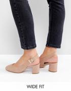 New Look Wide Fit Sling Back Block Heeled Shoe - Pink