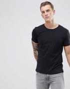 Esprit Organic T-shirt With Raw Edge - Black