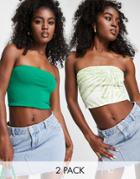 Stradivarius Cotton Bandeau Top 2 Pack-multi