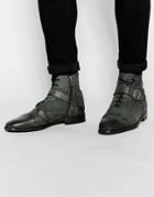 Asos Boots In Gray Leather With Toe Cap - Gray