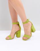 Steve Madden Friday Lime Suede Buckle Heeled Sandals - Green