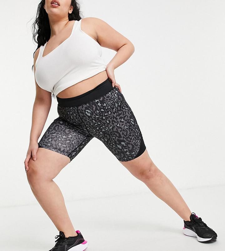 Simply Be Active Legging Short In Black Animal Print-multi