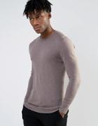 Asos Longline Crew Neck Sweater - Beige