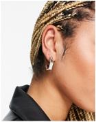 Topshop Pave Edge Thin Hexagon Hoop Earrings In Gold
