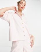 Pretty Lavish Linen Boxy Shirt Set In Pastel Pink
