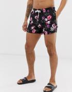 Siksilk Two-piece Swim Shorts In Floral Print - Black