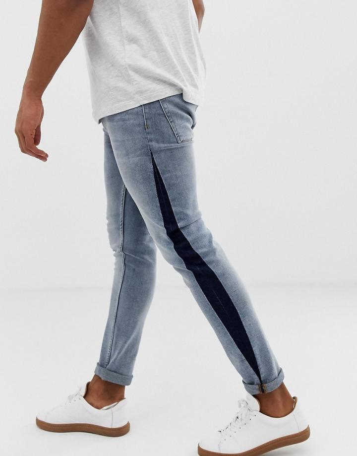 Asos Design Skinny Jeans With Released Side Seam In Vintage Light Wash Blue